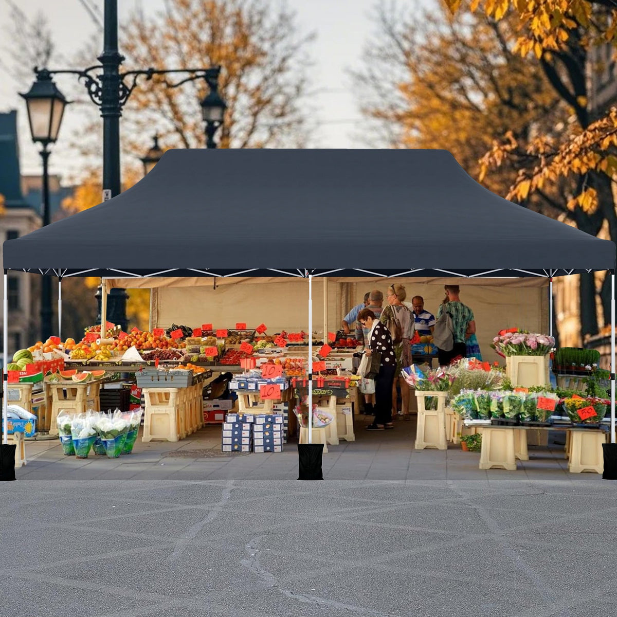 3 X 6 M Pop up Canopy Tent, Foldable Portable Outdoor Gazebo w/ Carry Bag, 6 Sandbags