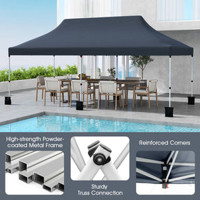 3 X 6 M Pop up Canopy Tent, Foldable Portable Outdoor Gazebo w/ Carry Bag, 6 Sandbags