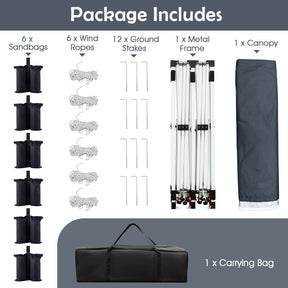 3 X 6 M Pop up Canopy Tent, Foldable Portable Outdoor Gazebo w/ Carry Bag, 6 Sandbags