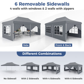 3 x 6 M Pop up Canopy with 6 Sidewalls, Outdoor Canopy Tent