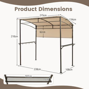 238 x 134 cm Grill Gazebo, Outdoor Patio BBQ Canopy w/ Steel Shelves