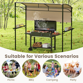 238 x 134 cm Grill Gazebo, Outdoor Patio BBQ Canopy w/ Steel Shelves