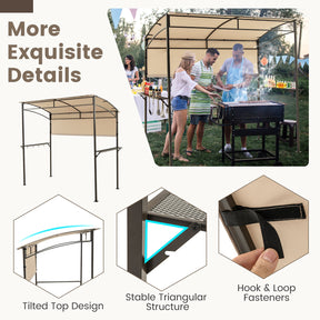 238 x 134 cm Grill Gazebo, Outdoor Patio BBQ Canopy w/ Steel Shelves