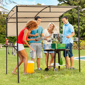 238 x 134 cm Grill Gazebo, Outdoor Patio BBQ Canopy w/ Steel Shelves