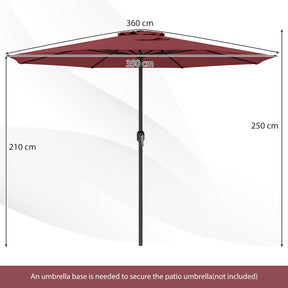 3.6 m Patio Outdoor Market Umbrella With Crank Handle