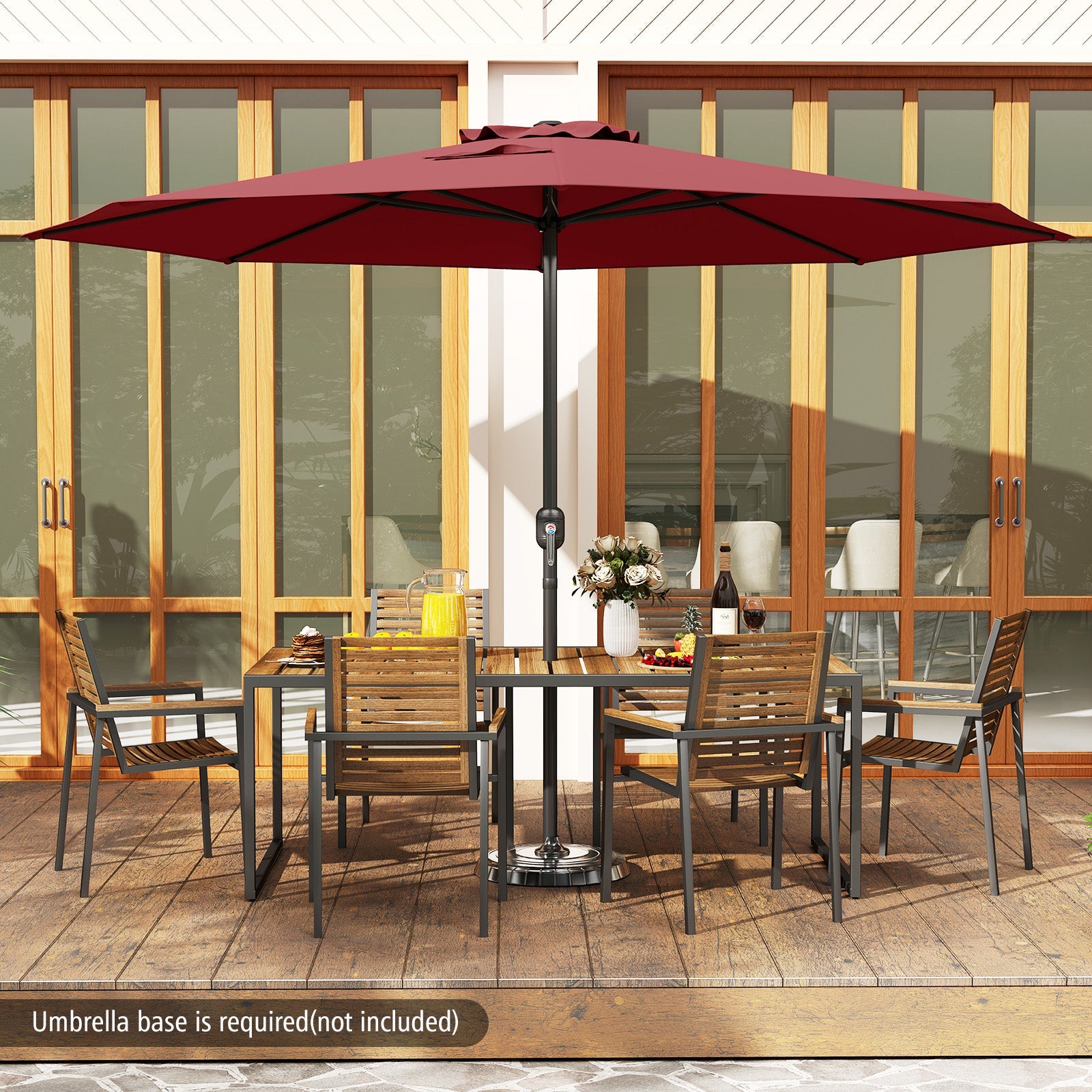 3.6 m Patio Outdoor Market Umbrella With Crank Handle