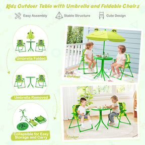Toddler Outdoor Activity Table with 2 Folding Chairs & a Height Adjustable Umbrella