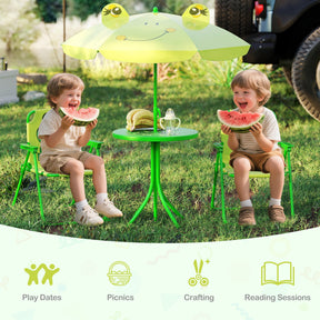 Toddler Outdoor Activity Table with 2 Folding Chairs & a Height Adjustable Umbrella