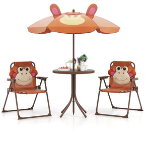 Baby Joy Toddler Outdoor Activity Table with 2 Folding Chairs & a Height Adjustable Umbrella