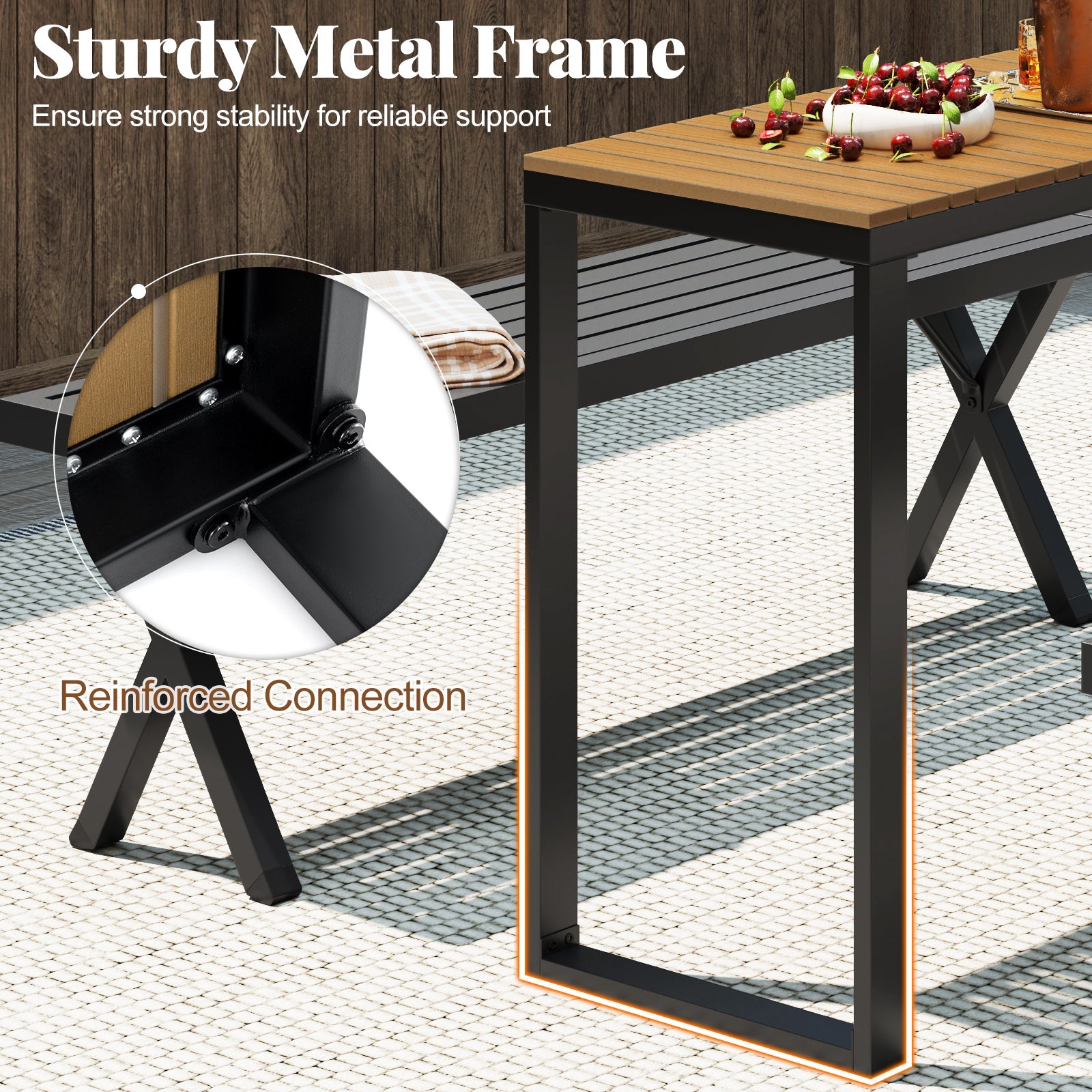 Outdoor Rectangle Console Table Patio Side Table