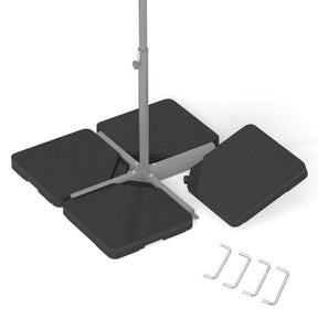 Patio Offset Umbrella Base, 100kg Capacity, Heavy-Duty 4-Piece Square Plate Set