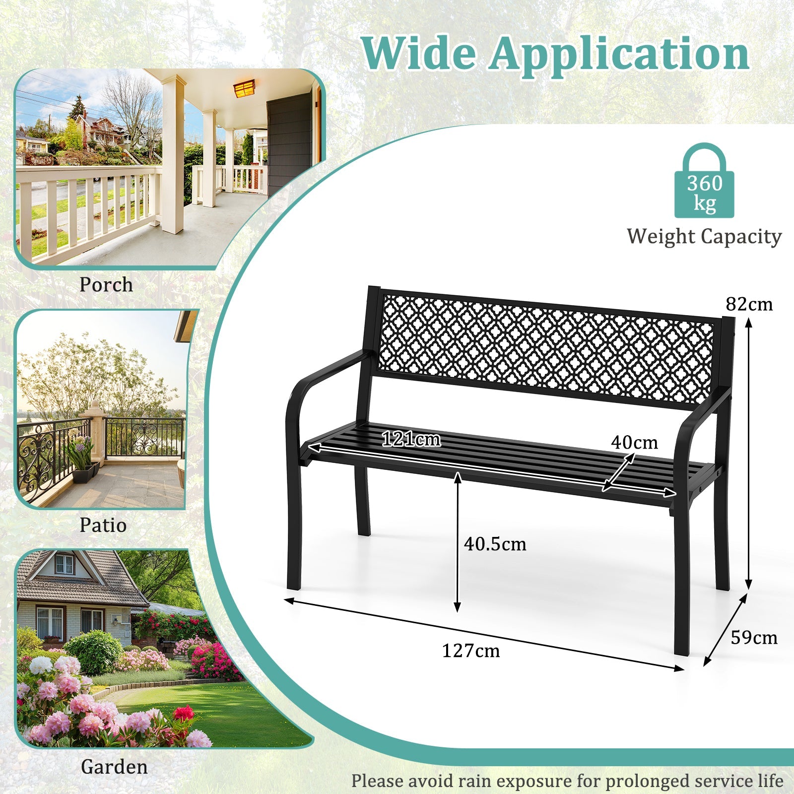 Outdoor Loveseat Chair for Porch, Lawn and Yard, Black/Gray