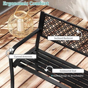 Outdoor Loveseat Chair for Porch, Lawn and Yard, Black/Gray