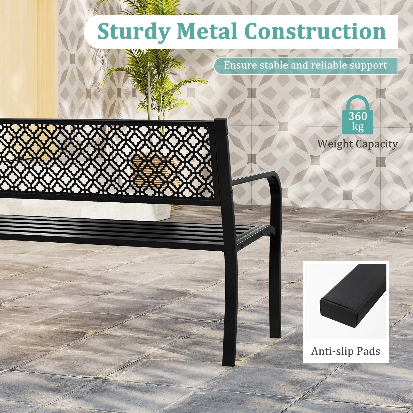 Outdoor Loveseat Chair for Porch, Lawn and Yard, Black/Gray