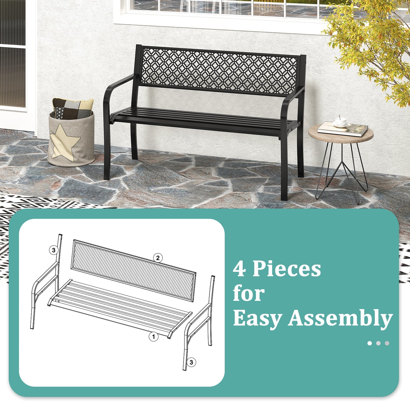 Outdoor Loveseat Chair for Porch, Lawn and Yard, Black/Gray