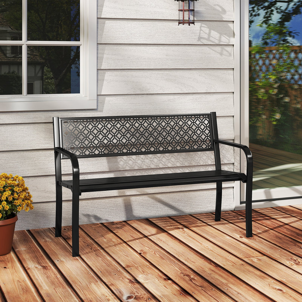 Outdoor Loveseat Chair for Porch, Lawn and Yard, Black/Gray