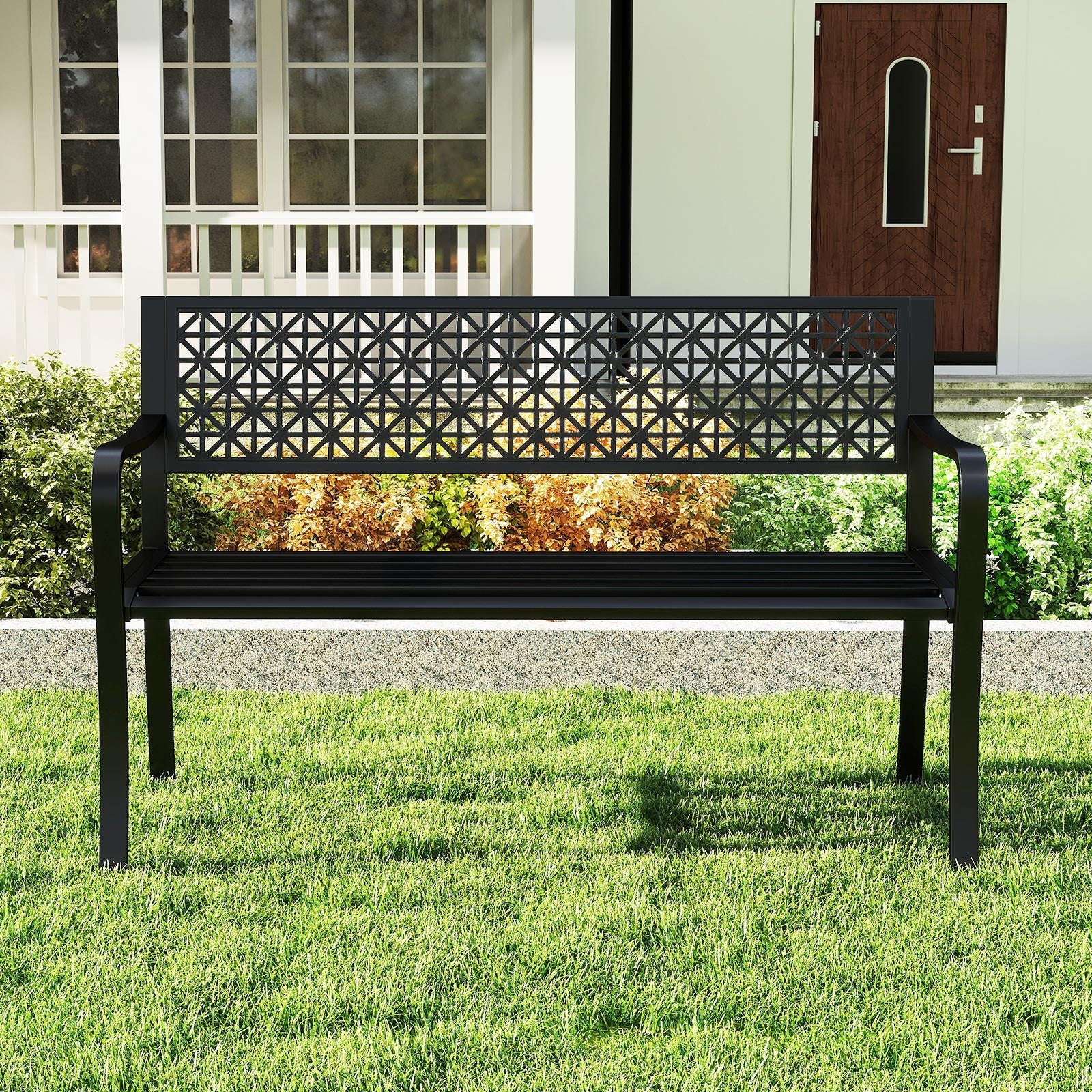 Outdoor Metal Loveseat Chair for Porch, Lawn, Yard and Park