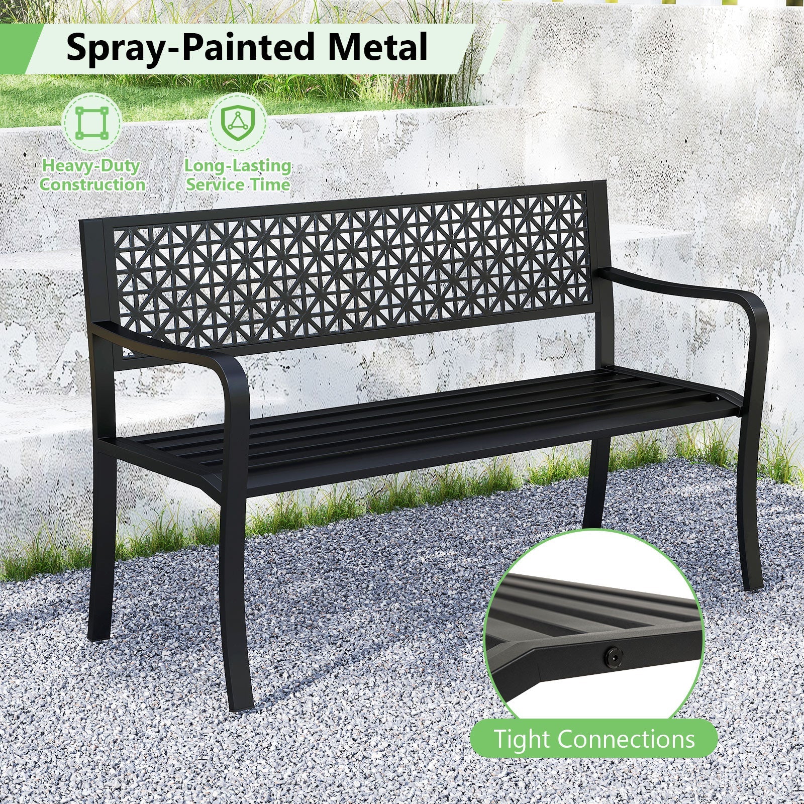 Outdoor Metal Loveseat Chair for Porch, Lawn, Yard and Park