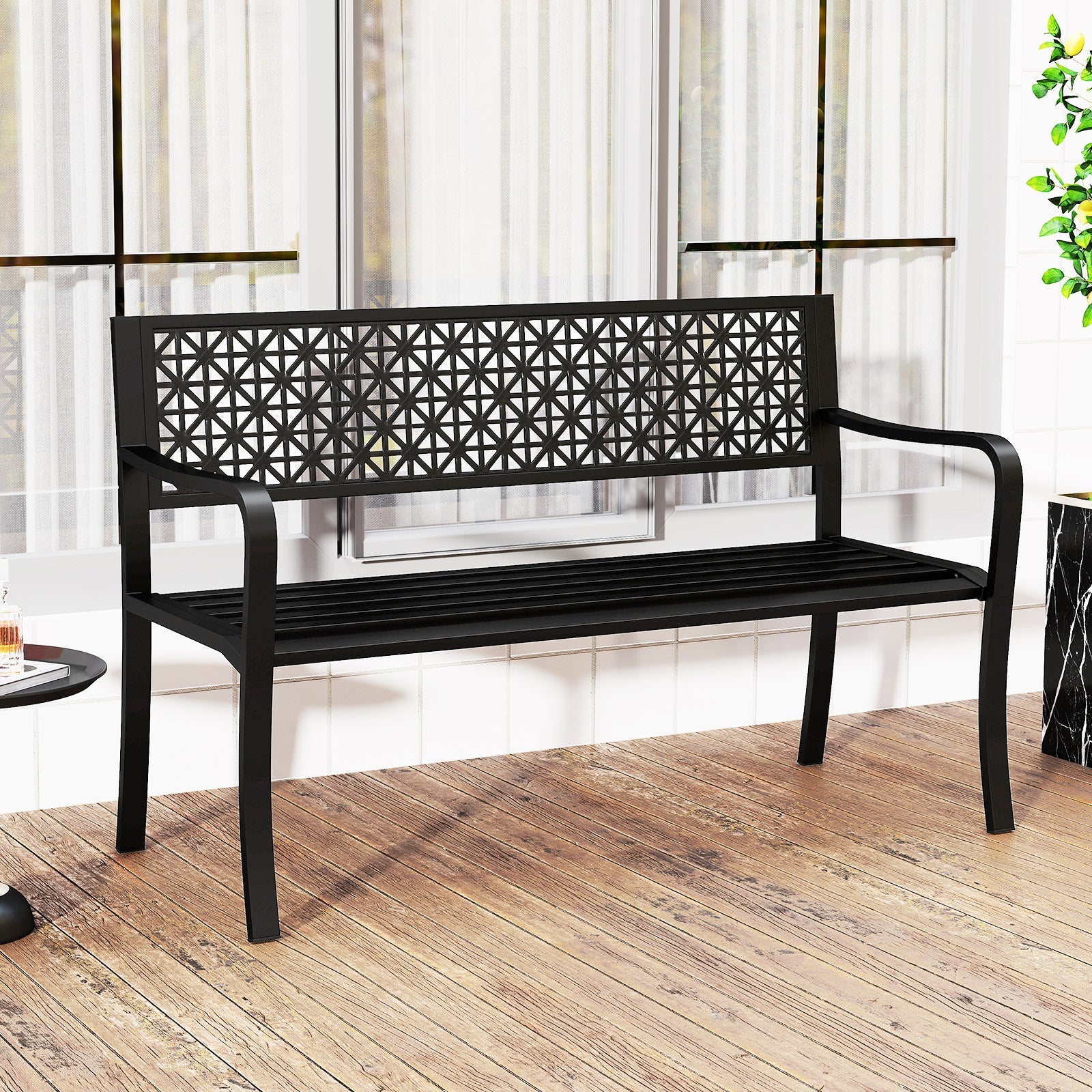 Outdoor Metal Loveseat Chair for Porch, Lawn, Yard and Park