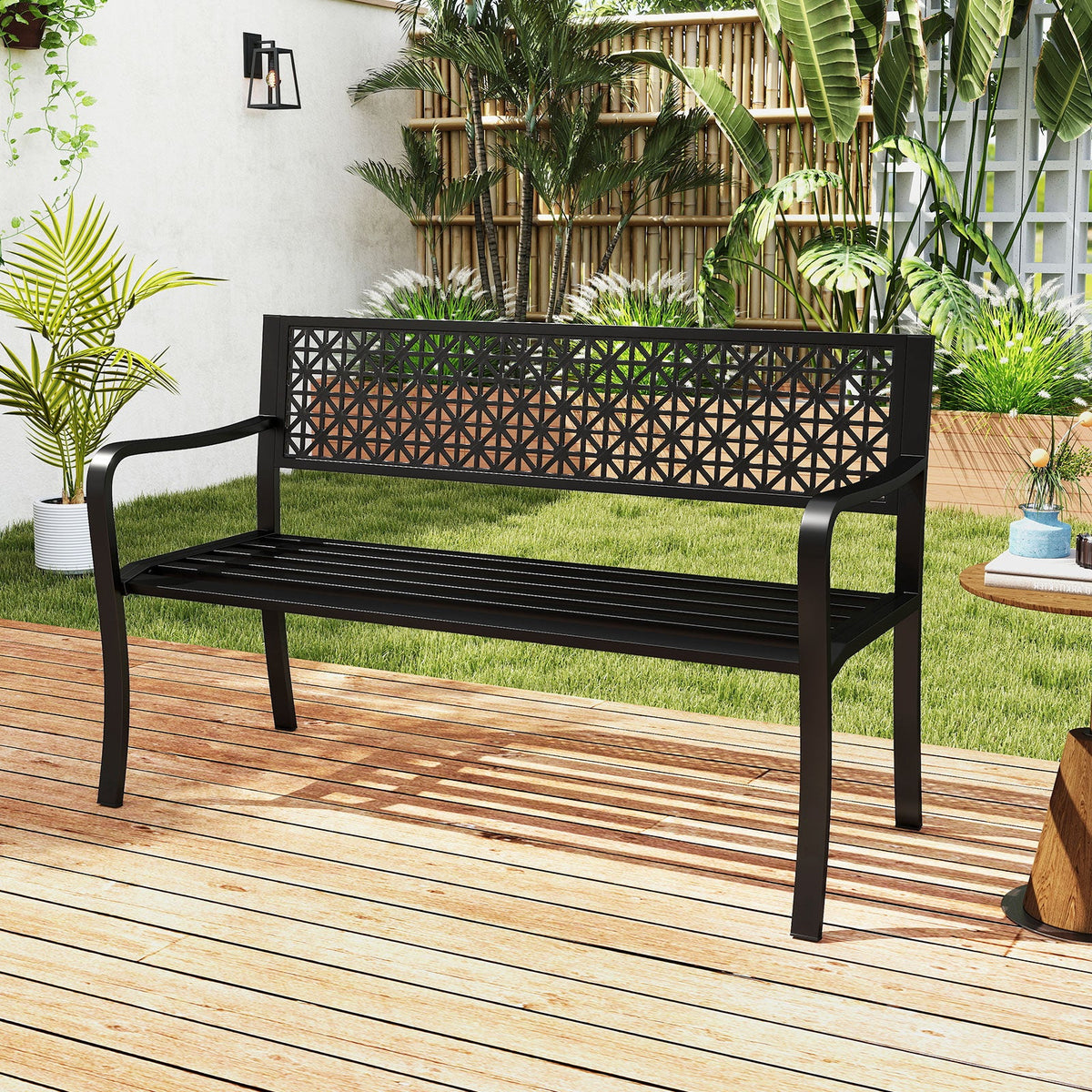 Outdoor Metal Loveseat Chair for Porch, Lawn, Yard and Park