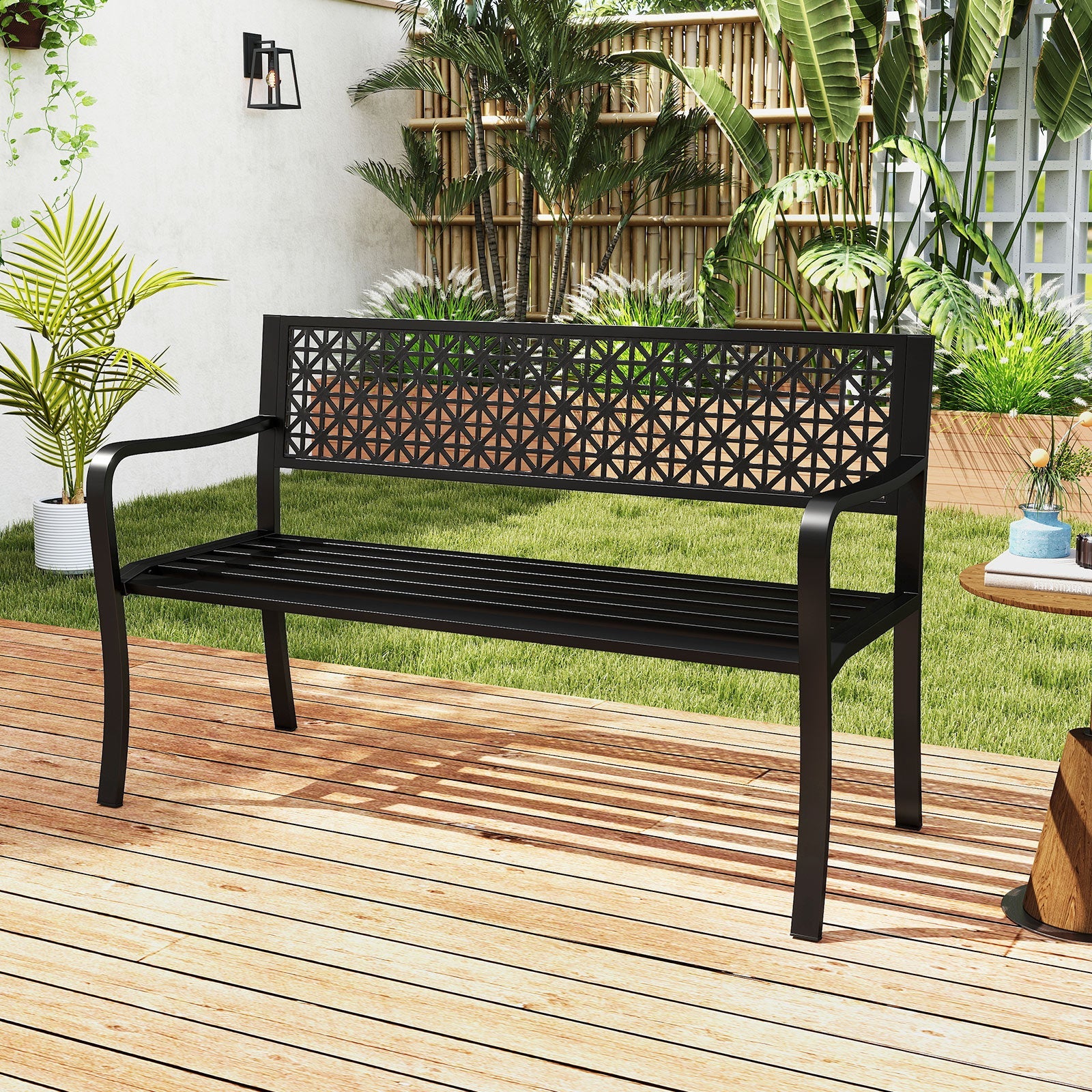 Outdoor Metal Loveseat Chair for Porch, Lawn, Yard and Park