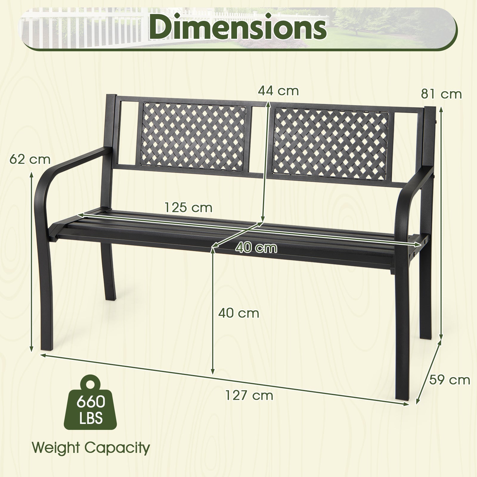 300 kg 2-3-Person Patio Bench