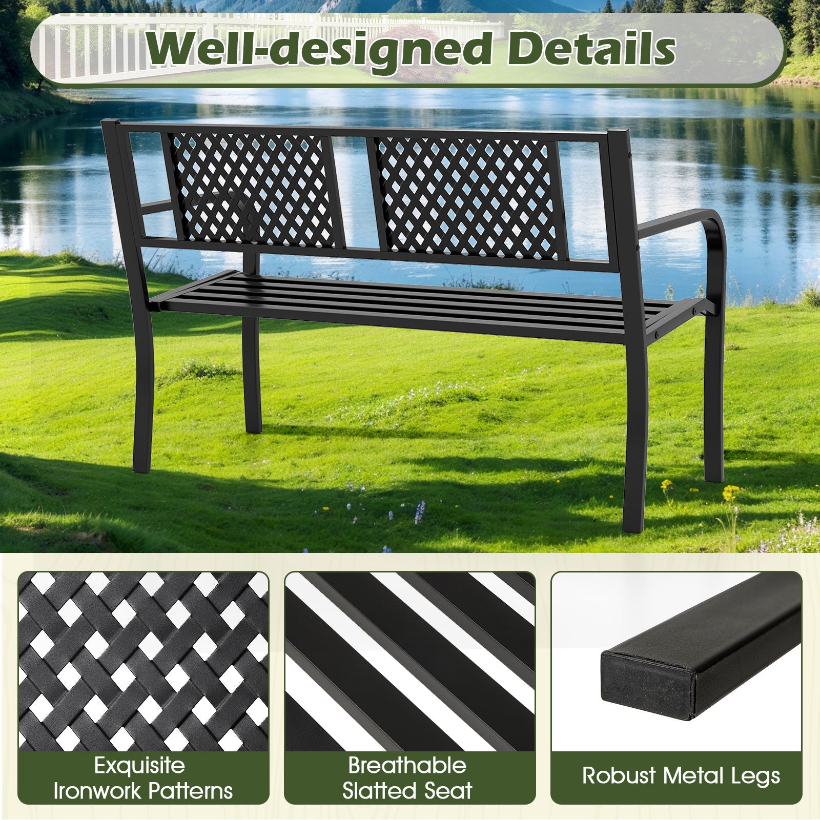 300 kg 2-3-Person Patio Bench