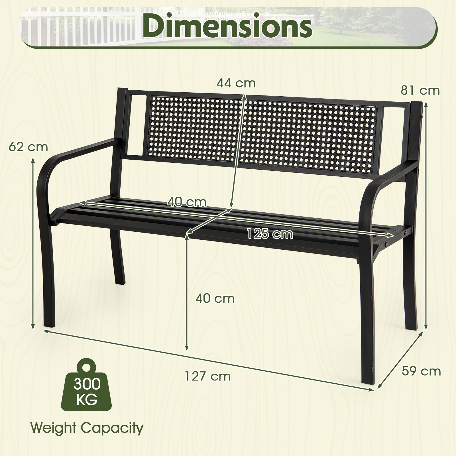127 cm Outdoor Metal Loveseat Chair
