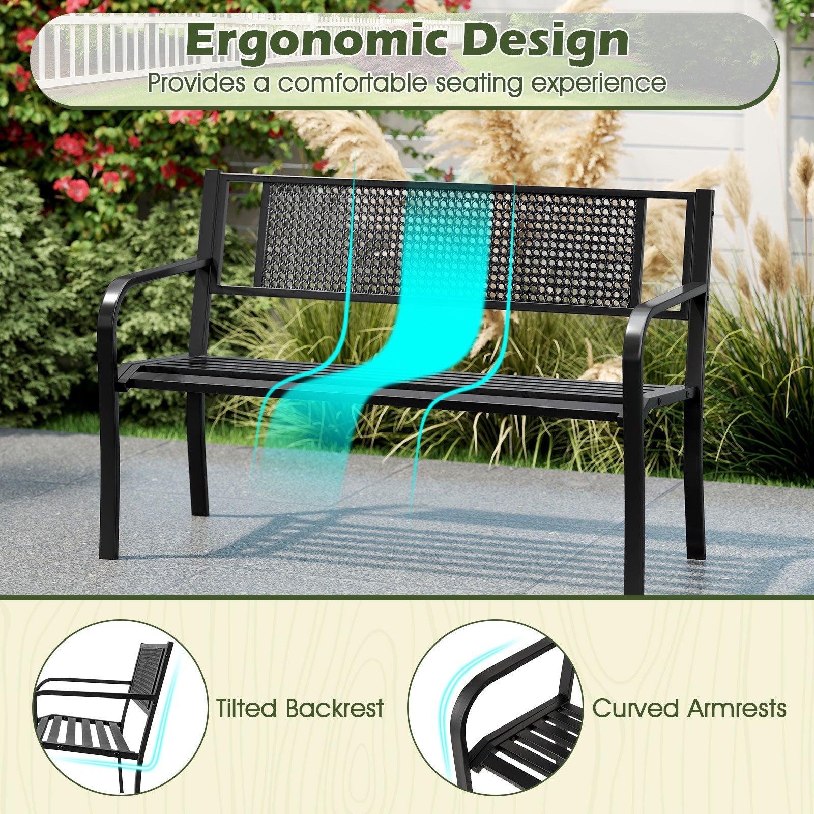 127 cm Outdoor Metal Loveseat Chair