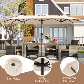4 M Double-sided Patio Umbrella, Extra Large Twin Table Umbrella w/Crank Handle