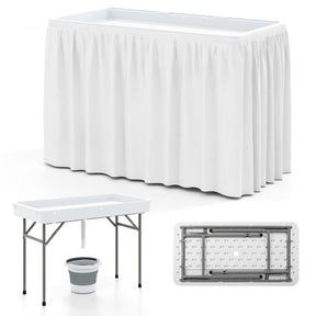 4 FT Folding Ice Table, Portable Outdoor Cooler Table with Drain