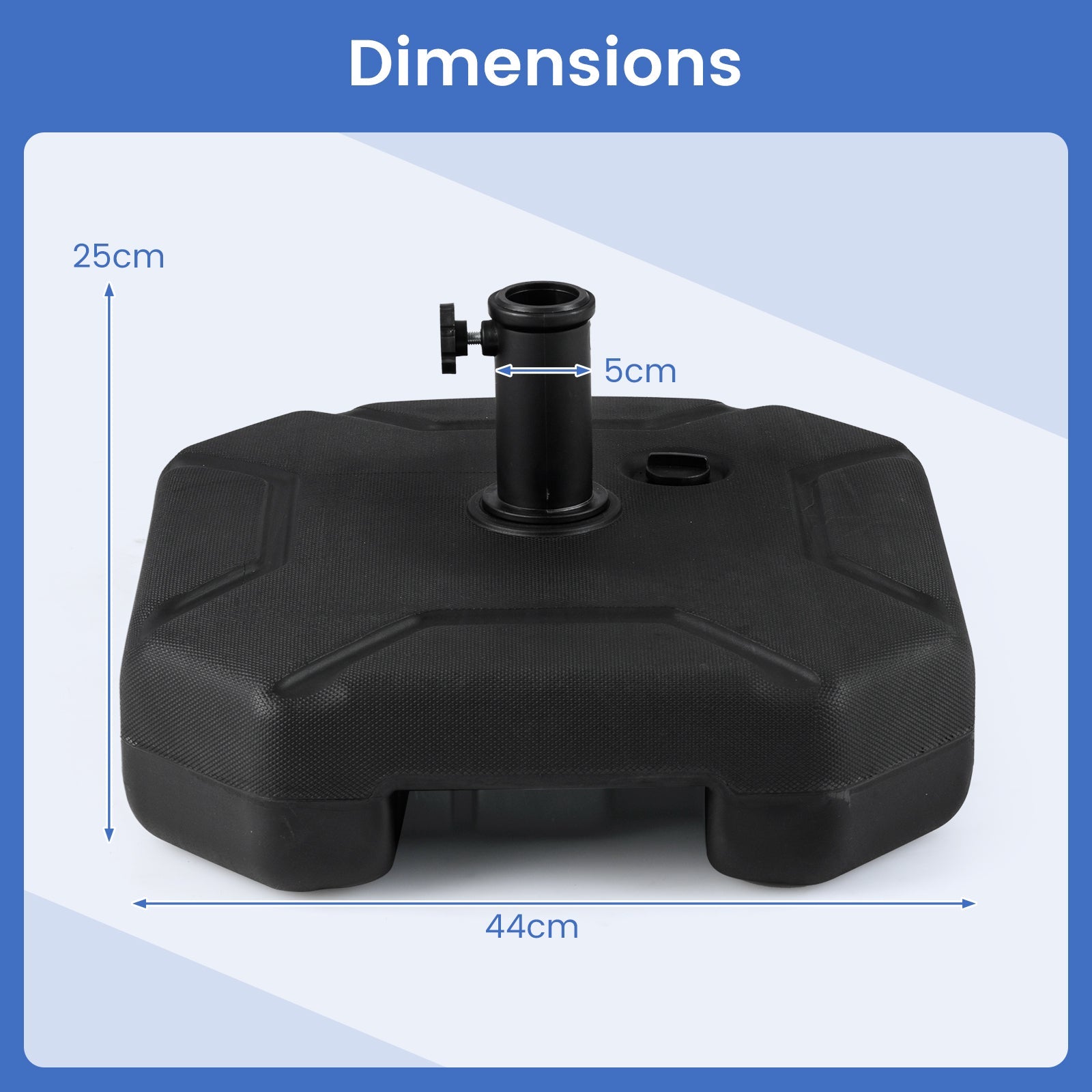 44 cm Fillable Umbrella Base with Handle for 38 mm and 48 mm Umbrella Poles