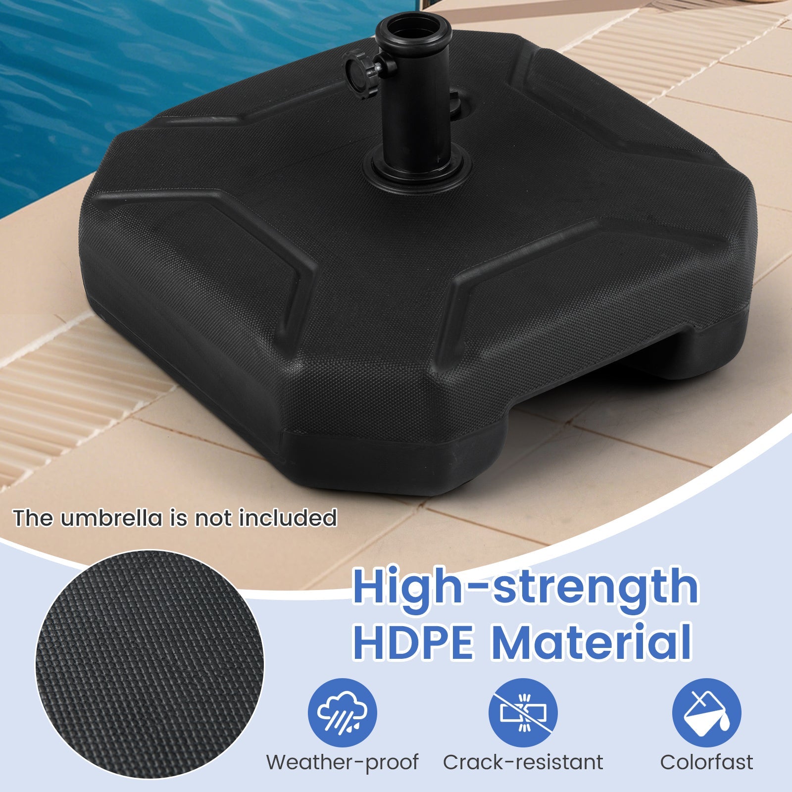 44 cm Fillable Umbrella Base with Handle for 38 mm and 48 mm Umbrella Poles