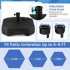 44 cm Fillable Umbrella Base with Handle for 38 mm and 48 mm Umbrella Poles