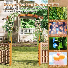 229 cm Garden Arch Wooden Arbor, Outdoor Wood Trellis for Climbing Plants