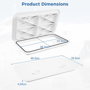 60.5 x 35.5 cm (L x W) Boat Hatch, Marine Deck Access Hatch w/ 180°Lid Hinge & Non-Slip Surface