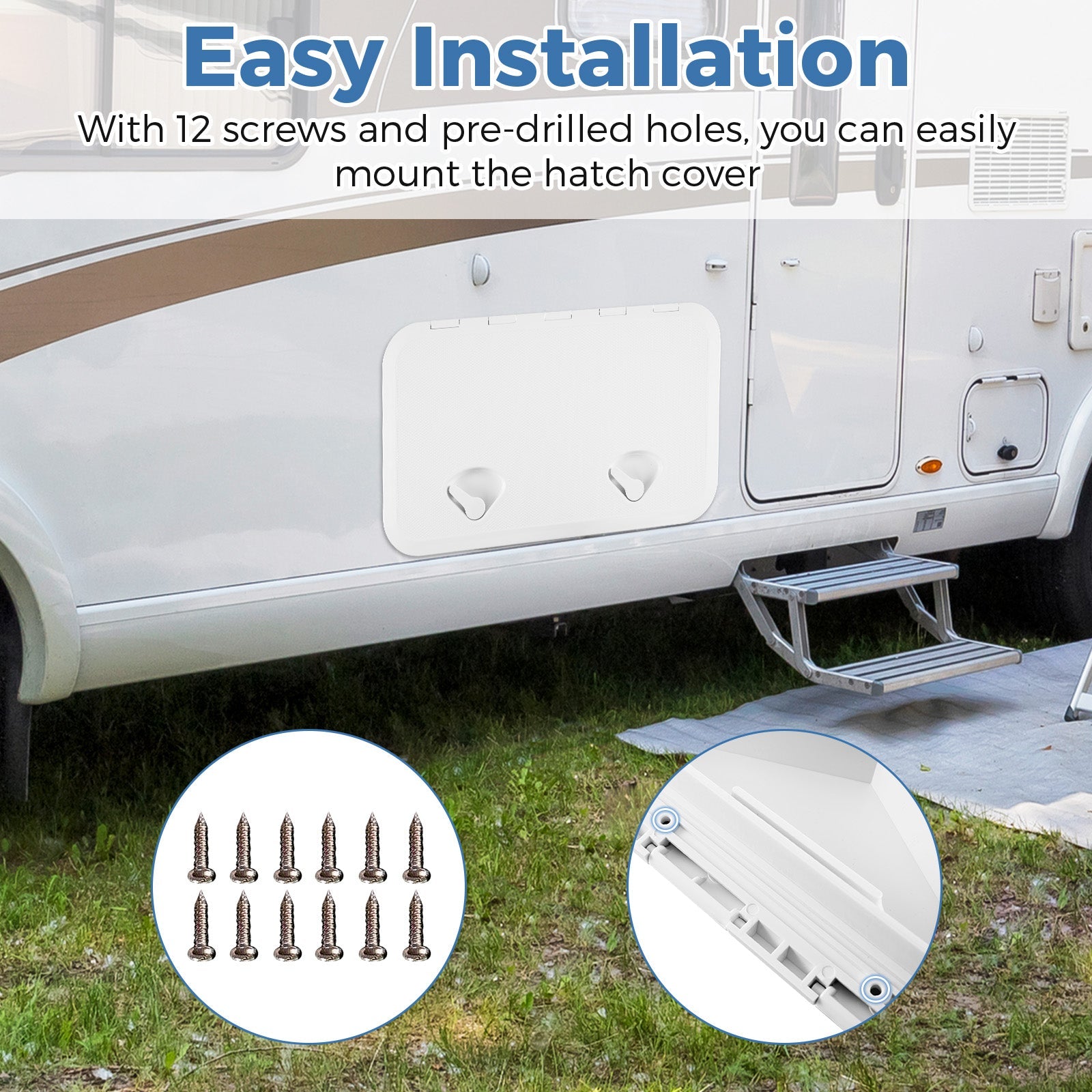 60.5 x 35.5 cm (L x W) Boat Hatch, Marine Deck Access Hatch w/ 180°Lid Hinge & Non-Slip Surface