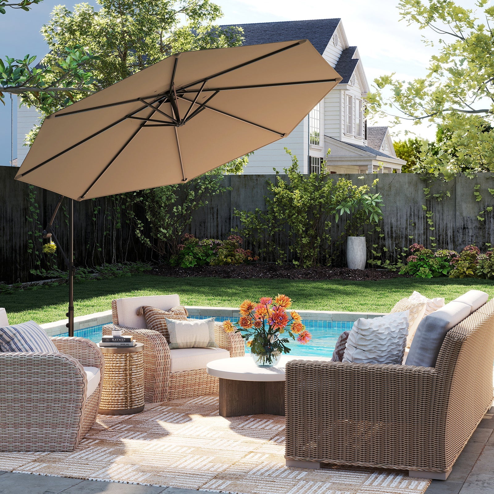 3M Patio Offset Umbrella w/8 Ribs