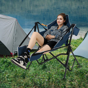 Oversized Hammock Camping Chair with Footrest, Foldable Swing Chair for Adults