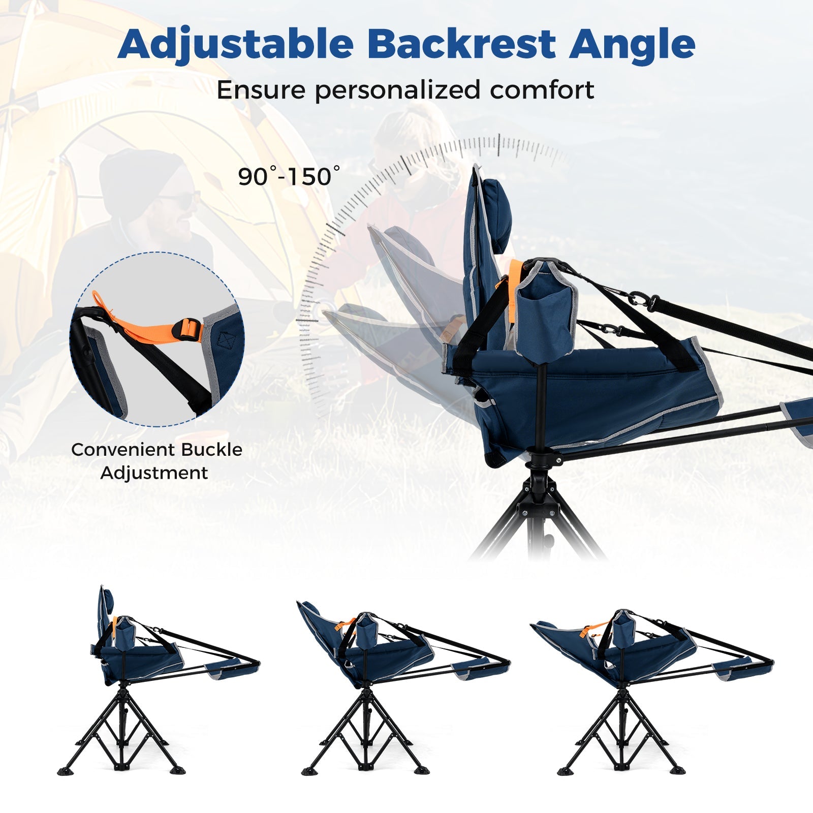 Oversized Hammock Camping Chair with Footrest, Foldable Swing Chair for Adults