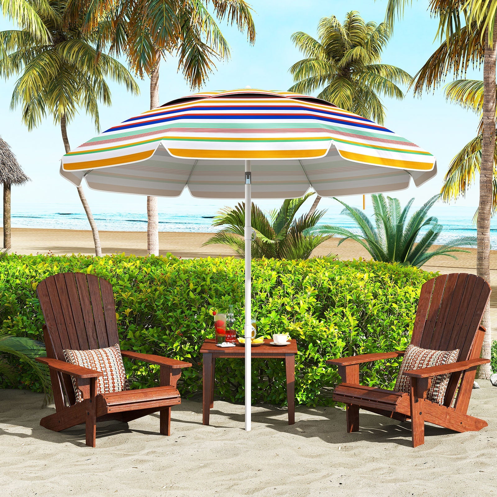 2m Beach Umbrella, UPF50+ Sun Protection Portable Outdoor Sunshade Parasol