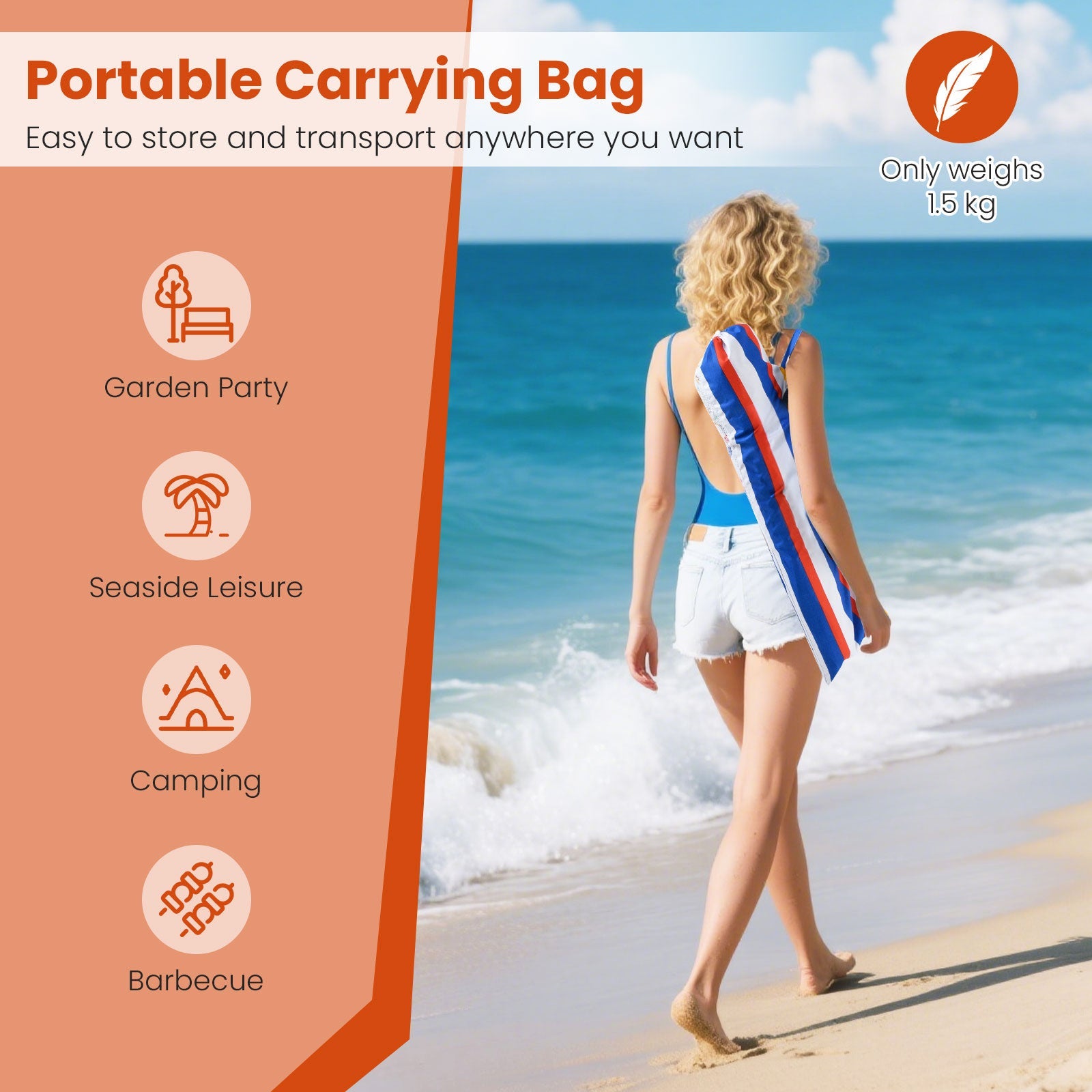 2m Beach Umbrella, UPF50+ Sun Protection Portable Outdoor Sunshade Parasol