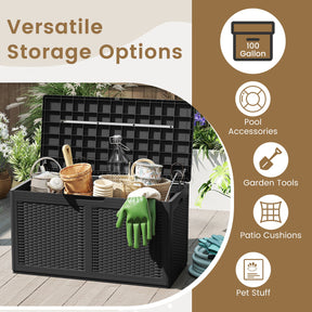 380L Resin Deck Box, Outdoor Waterproof Storage Bench