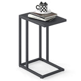 C-Shaped Side Table, Modern Industrial Metal End Table with Adjustable Foot Pads