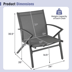 Patio Chairs Set of 2, Lawn Chairs with Heavy Duty Metal Frame
