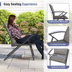 Patio Chairs Set of 2, Lawn Chairs with Heavy Duty Metal Frame