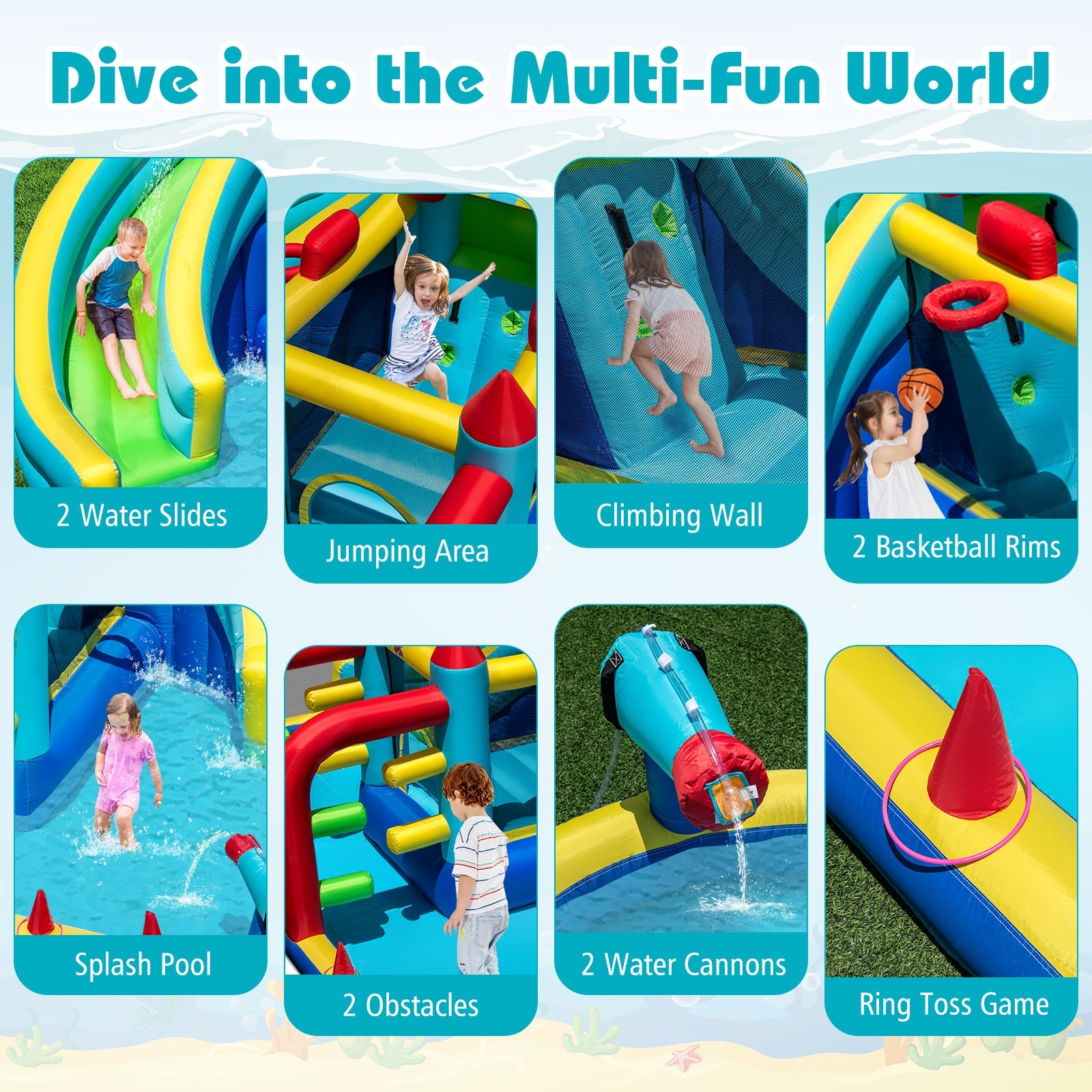 Inflatable Double Water Slide Park, Giant Bouncy Castle