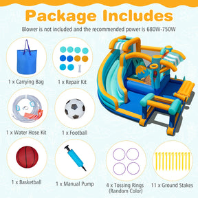 Inflatable Water Park with Market Stand, Water Slide with Climbing Wall for Birthday Party