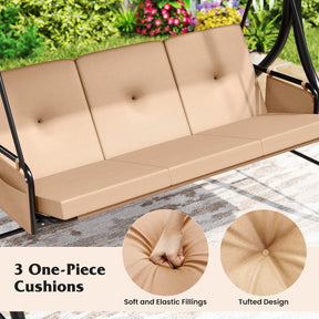 3-Seat Patio Swing with Canopy, 2-in-1 Convertible Glider Bed