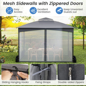 10 X 12 FT Patio Gazebo with Netting Walls